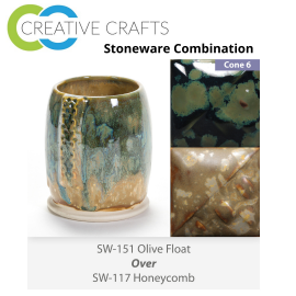 Olive Float SW-151 over Honeycomb SW-117 Stoneware Combination